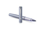 Przybory do pisania i rysowania - Parker Vector XL Rollerball Pen | Metallic Silver-Blue Lacquer on Brass | Fine Point with Black Ink Refill | Gift Box - 2159775