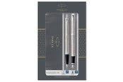 Przybory do pisania i rysowania - Parker IM Duo Gift Set with Ballpoint Pen & Fountain Pen | Stainless Steel Chrome Trim | Blue Ink Refill & Cartridge | Gift Packaging - 2183058