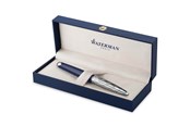 Przybory do pisania i rysowania - Waterman Carene Fountain Pen | Metal & Blue Lacquer | Chiselled Cap | 18K Gold Fine Nib | Blue Ink | Gift Box - 2166343