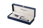 Przybory do pisania i rysowania - Waterman Expert Ballpoint Pen | Metal & Blue Lacquer | Chiselled Cap | Blue Ink | Gift Box - 2166466