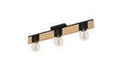 Lampy - EGLO BAILRIGG ceiling lamp 3L black/wood - 43901