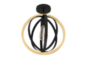 Lampy - EGLO BASILDON ceiling lamp black/wood - 43736
