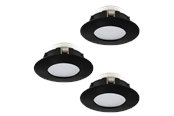 Lampy - EGLO PINEDA recessed spotlight Ø78 mm 3000K 3-pack black - 900744