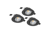 Lampy - EGLO SALICETO recessed spotlight LED 6W 2700K black 3-pack - 900747