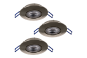 Lampy - EGLO ZUJAR recessed spotlight Ø90 340lm 3-pack brushed steel - 75765