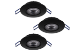 Lampy - EGLO ZUJAR Recessed spotlight Ø90 340lm 3-pack black - 75764
