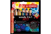 Materialy hobbystyczne - STABILO woody Arty 3 in 1 cardboard wallet of 6 pens incl. a sharpener - 208548