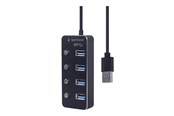 USB hub - Gembird - hub - powered with switches black - 4 ports USB hub - 4 - USB 3.2 - Czarny - UHB-U3P4P-01