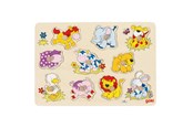 Puzzle - Goki Wooden Stud Puzzle Animals Baby Drewniany - 57838