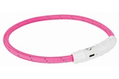 Psy - Trixie Flash Light Ring USB Illuminated Dog Safety Collar Pink Size L-XL 7mm 65cm - TX12708