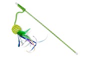 Koty - Dogman Wędka dla kota z piłką z frędzlami Zielona 47cm - 331354