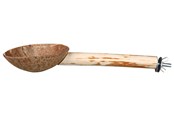 Zabawki dla ptaków - Trixie Naturalna żerdź z drewna z miską na pokarm z kokosa 25cm - TX58747