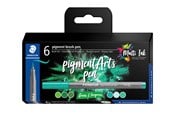 Przybory do pisania i rysowania - Staedtler Pigment brush 371 "Greens & Turquoises" 6 pcs. Cardboard box - 371 C6-3