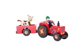 Zabawa w udawanie - Small Foot - Wooden Tractor with Trailer Red and Trailer Red and Play Figures 4dlg. - 10316