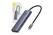 USB hub - Baseus 4-i-1-hub UltraJoy USB-C do 3x USB 3.0 + RJ45 (space grey) USB hub - 4 - USB 3.0 - Szary - B0005280A813-00