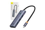 USB hub - Baseus 4in1 Hub UltraJoy USB-C do USB 3.0 (space grey) USB hub - 4 - USB 3.0 - Szary - B0005280A813-03