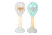 Zabawki dla niemowlat - Small Foot - Wooden Baby Rattle Maracas Animal Set of 2 - 11886
