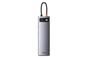 USB hub - Baseus Hub 11in1 Metal Gleam Series USB-C to 3x USB 3.0 + 2x HDMI + USB-C PD + Ethernet RJ45 + microSD/SD + VGA + AUX USB hub - 11 - USB 3.0 - Szary - BSU2900