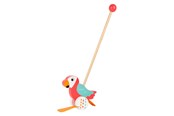 Zabawki dla niemowlat - Small Foot - Wooden Push Figure Parrot Lori with Stick - 10475