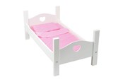 Lalka, mis i akcesoria - Small Foot - Wooden Doll Bed White with Bedding 4dlg - 11212