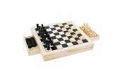 gry-planszowe-karciane-i-kosci - Small Foot - Game Box 3in1 Chess Checkers Mill Game - 11208