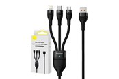 Kabel USB - Baseus 3in1 USB cable  Flash Series USB-C + micro USB + Lightning 100W 1.2m (black) - CASS030001