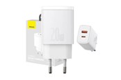 Telefon - Adapter i Ladowarka - Baseus Compact Quick Charger USB USB-C 20W (white) - 6953156207240