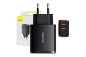 Telefon - Adapter i Ladowarka - Baseus Compact Quick Charger 2 × USB-A + USB-C PD 3 A 30 W - Black - CCXJ-E01