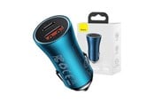 Telefon - Adapter i Ladowarka - Baseus Golden Contactor Max car charger USB + USB-C 60W (blue) - CGJM000103