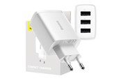 Telefon - Adapter i Ladowarka - Baseus Compact Quick Charger 3x USB 17W (White) - CCXJ020102