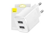 Telefon - Adapter i Ładowarka - Baseus Compact Quick Charger 2x USB 10.5W (white) - CCXJ010202