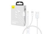 Kabel USB - Baseus Quick Charge USB to M+L+C  Superior Data 3.5A 0.5m (White) - P10320105221-01