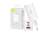 Telefon - Adapter i Ładowarka - Baseus Wall charger  GaN5 Pro 2xUSB-C + USB 65W (white) - CCGP120202
