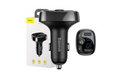 Telefon - Adapter i Ladowarka - Baseus FM Transmitter T typed Bluetooth 2xUSB microSD (Black) - CCMT000001