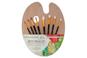 Artykuly Artystyczne & Rzemieslnicze - Nassau Wooden palette with 4 flat and 4 round brushes - K-AR0822/GE