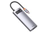 USB hub - Baseus Hub 6in1 Metal Gleam Series USB-C to 3x USB 3.0 + HDMI + USB-C PD + Ethernet RJ45 USB hub - 6 - USB 3.0 - Szary - CAHUB-CW0G