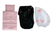 Lalka, miś i akcesoria - Happy Friend Pram Accessories Set - 504391
