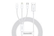 Kabel USB - Baseus Superior Series USB to micro USB / USB-C / Lightning 3.5A 1.2m (white) - CAMLTYS-02