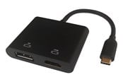USB hub - Deltaco USB-C MST HUB 2x 4K/60Hz HDMI + DP black 0.1m USB hub - 3 - Czarny - USBC-HDDP