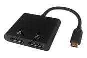 USB hub - Deltaco USB-C MST HUB 2x 4K/60Hz DP x 2 black 0.1m USB hub - 4 - Czarny - USBC-2DP