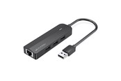 USB hub - Vention 3-Port USB 2.0 Hub with 100M Ethernet Adapter 0.15M Black USB hub - 5 - USB 2.0 - Czarny - CHPBB