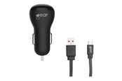 Telefon - Adapter i Ladowarka - GEAR Charger 12V 1xUSB 1A Black MicroUSB Cable 1m - 665009