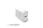 Telefon - Adapter i Ladowarka - GEAR Charger 220V 1xUSB 2.4A White Lightning cable 1m MFI C89 - 665093