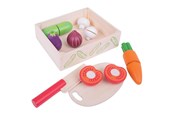 Zabawki drewniane - Bigjigs Wooden Box with Cut Vegetables - BJ473