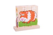 Zabawki dla niemowlat - Bigjigs Wooden Block Puzzle Pets 10pcs. - BB104