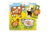 Zabawki dla niemowlat - Bigjigs Wooden Stud Puzzle Farm 4 pcs. - BJ520