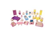 Lalki i akcesoria - Bigjigs Wooden Dollhouse Furniture 27dlg. - JT116