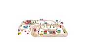 Zabawki drewniane - Bigjigs Wooden Train Track and Car Track Set 105dlg. - BJT032
