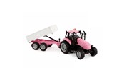 Samochody i pojazdy - Kids Globe Die-cast Tractor with Trailer - Pink - 510241