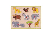 Puzzle - Bigjigs Wooden Stud Puzzle Safari 9 pieces. Drewniany - BJ258